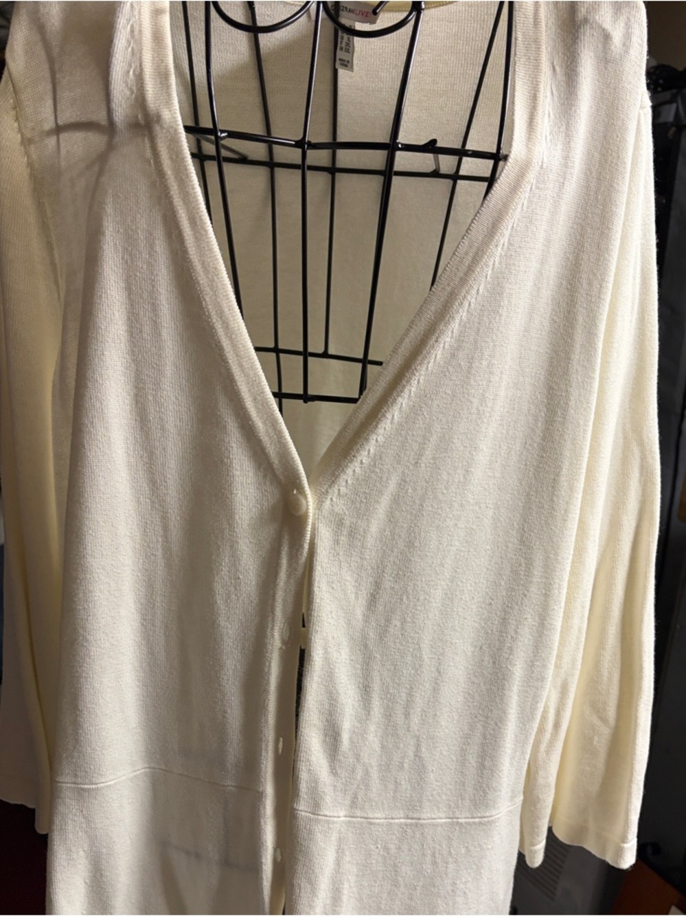 Isaac Mizrahi Cream Longline Button-Front Cardigan